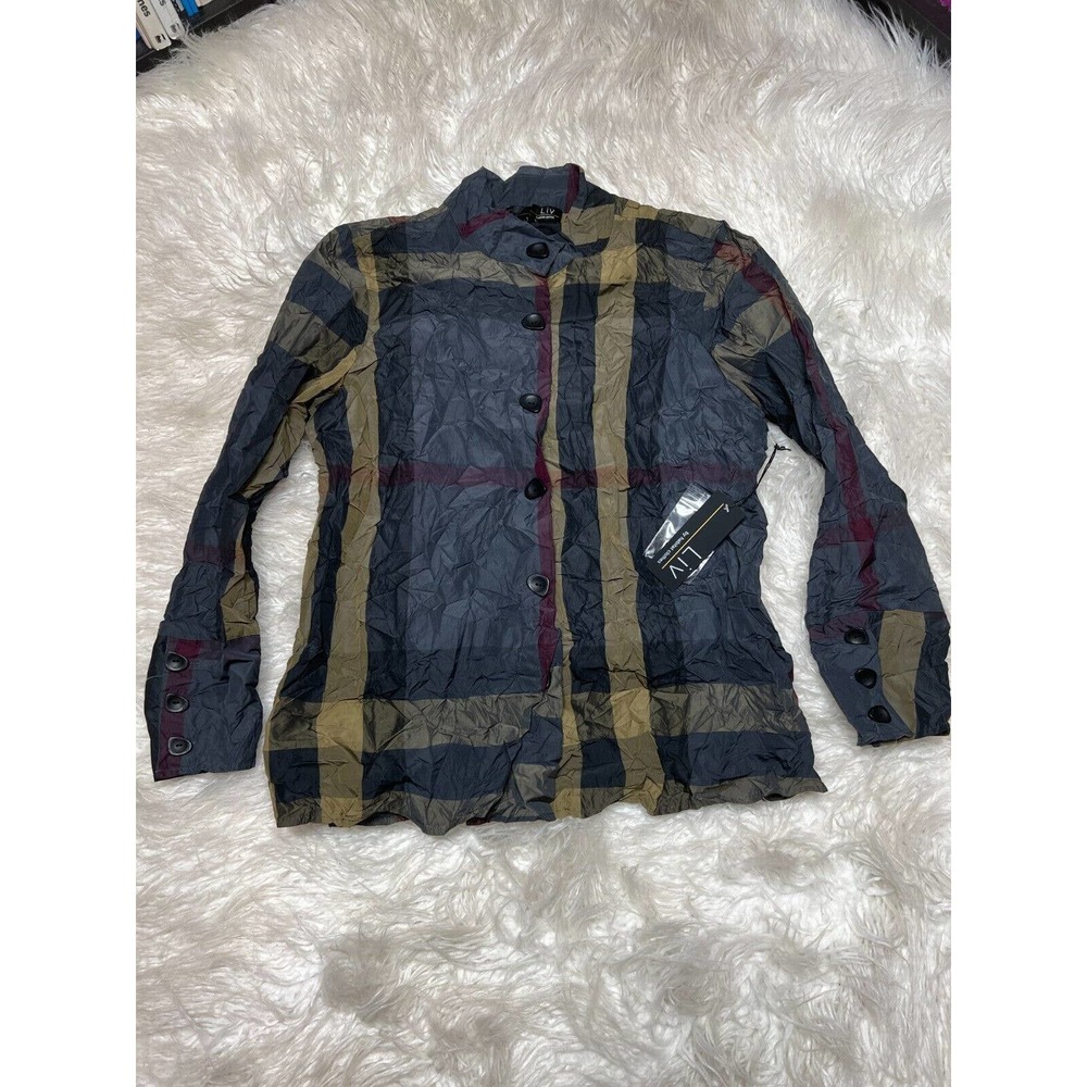 Liv by Habitat Clothes Tartan Boyfriend Jacket Crinkle Style 101113 Plaid